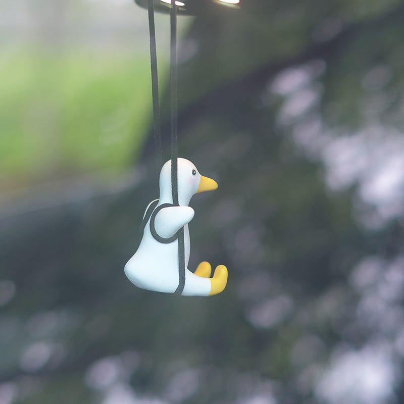 Lovely duck car pendant swing autumn car rearview mirror pendant pendant car accessories female perfume handmade duck.