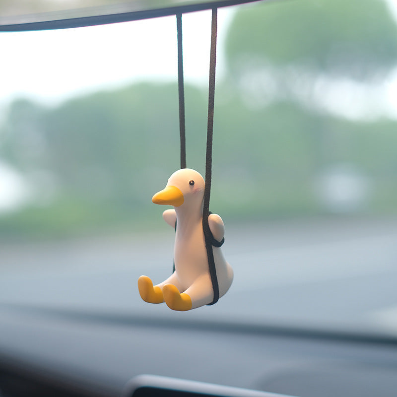 Lovely duck car pendant swing autumn car rearview mirror pendant pendant car accessories female perfume handmade duck.