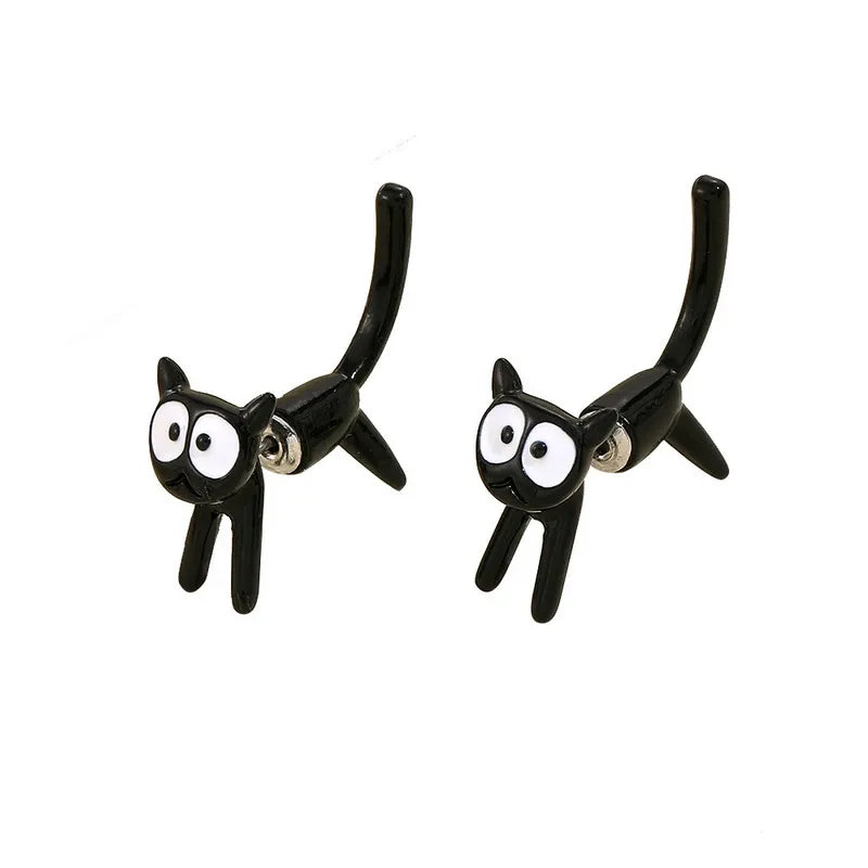 Whimsical Black Cat Dangle Earrings - Fashionable Feline Party Jewelry for Women