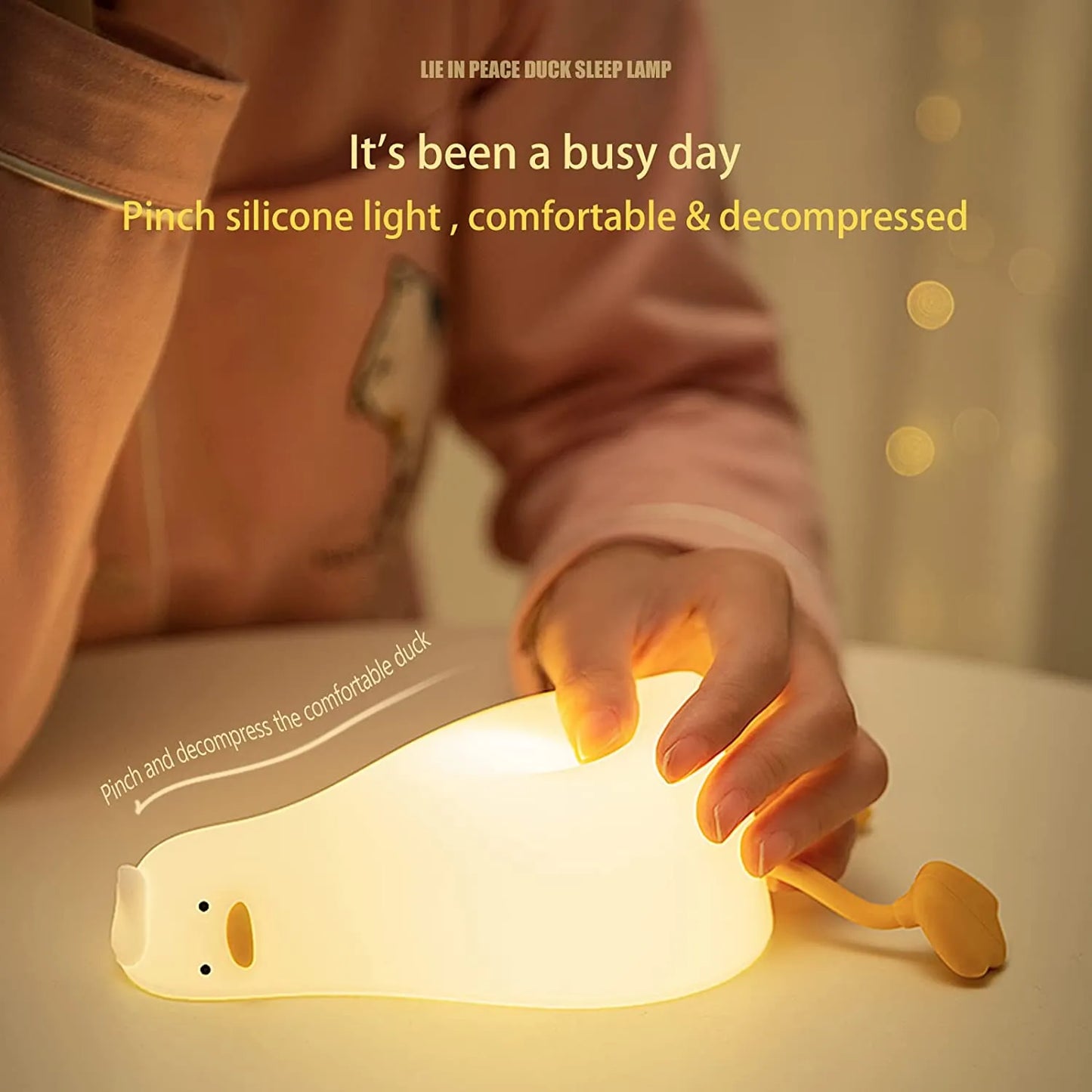 Soothing Silicone Duck Night Light - Lovable Benson The Duck, Rechargeable & Touch-Controlled LED Lamp