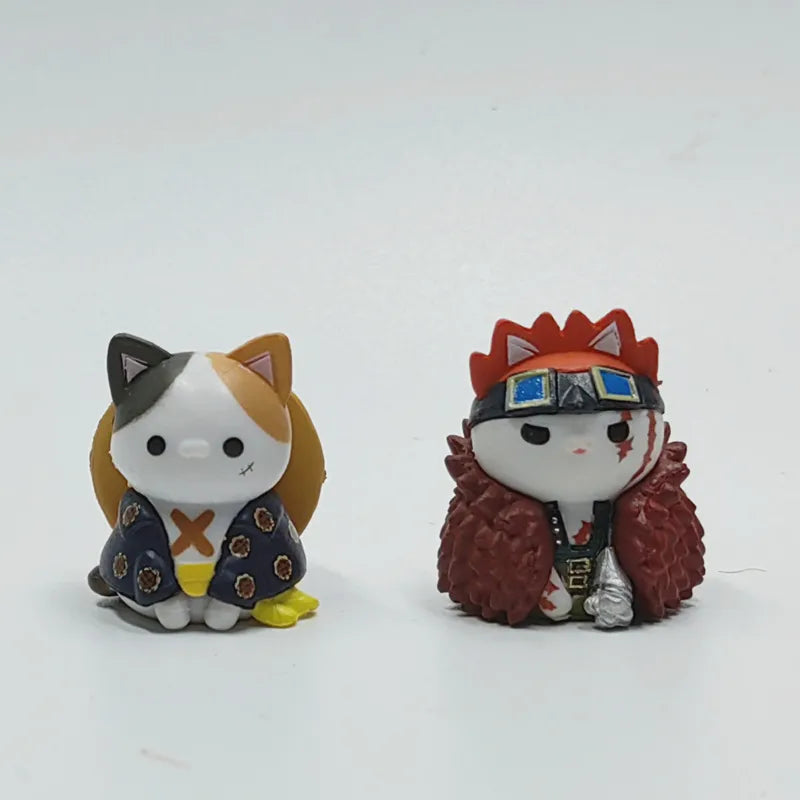 One Piece Chibi Cat Cosplay Figures - 8 Piece Collector's Set - 4cm