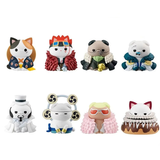 One Piece Chibi Cat Cosplay Figures - 8 Piece Collector's Set - 4cm
