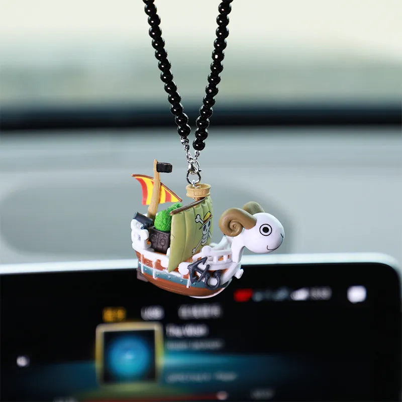 Cherished Voyagers of the Grand Line: One Piece Pirate Ship Car Pendants - Going Merry & Thousand Sunny