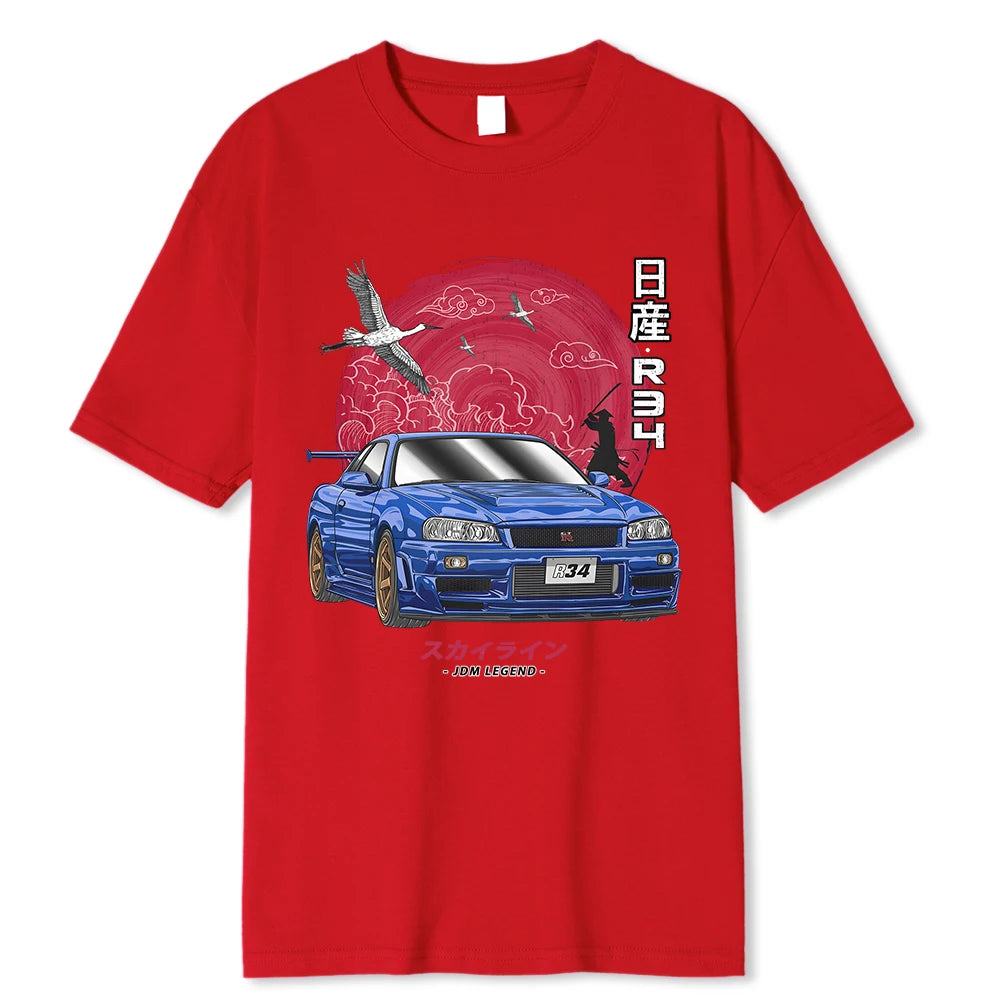 Turbocharged Fashion: Nissan Skyline R34 JDM Aesthetic T-Shirt – Unleash Your Speed Freak