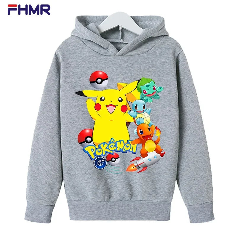 Adorable Pikachu Hoodie for Kids – Cozy Cotton Blend Pokémon Sweatshirt with Long Sleeves