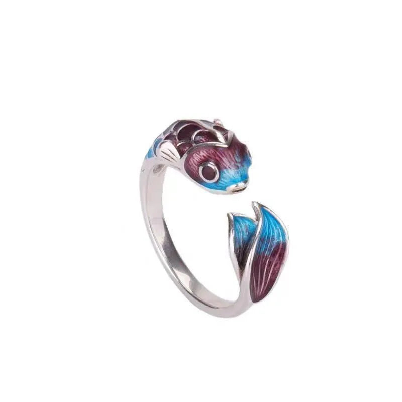 Vintage Lucky Koi & Mystical Creatures Open Ring Collection – Fashion Silver Copper Rings