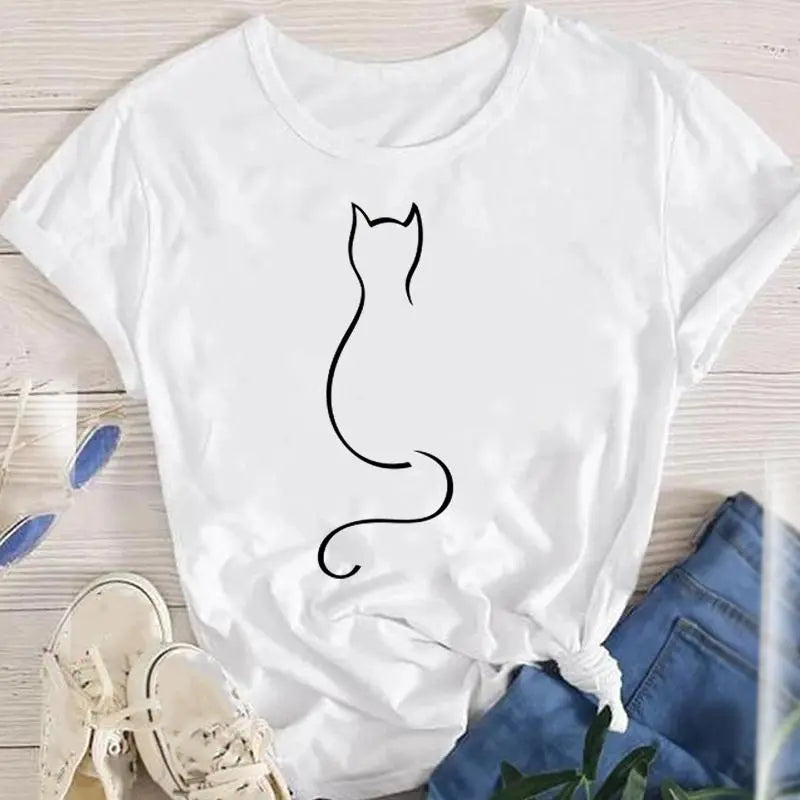 Cute Cat Carnival Oversized T-Shirt – Women’s Comfy Cartoon Tee