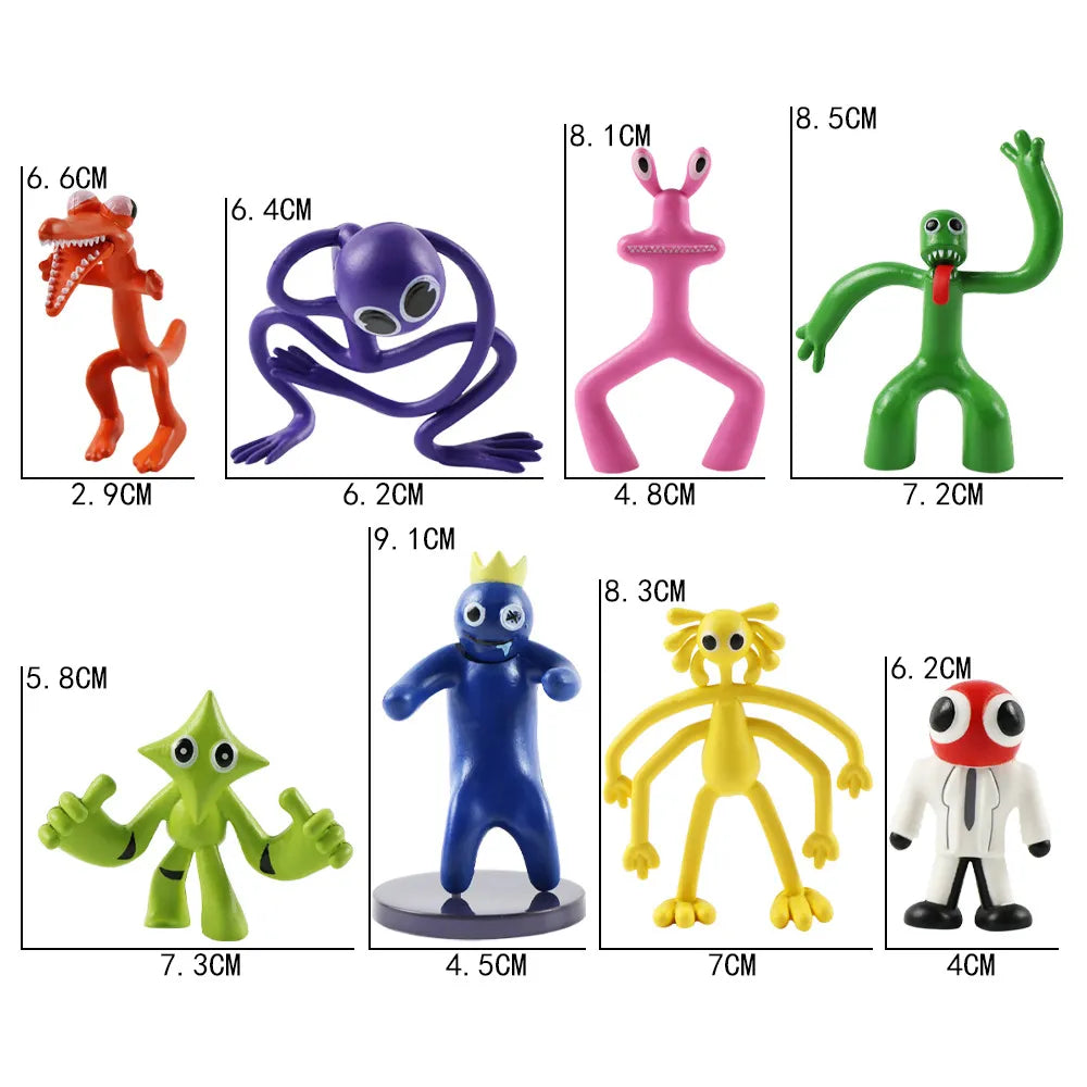 8 piezas de muñecas decorativas con figuras divertidas de arcoíris