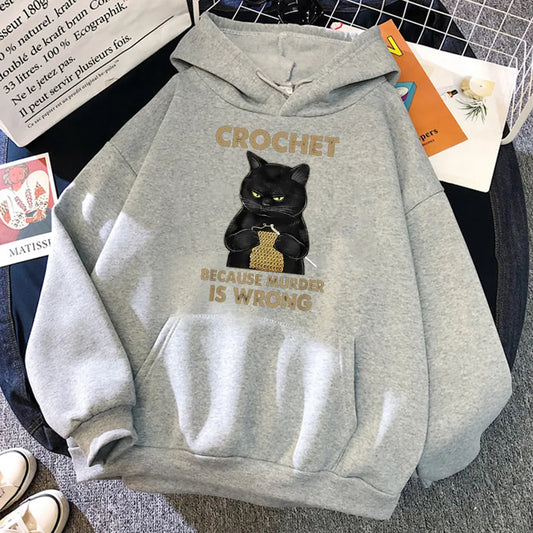 Crochet & Chill Oversized Fleece Hoodie - Women's Hip Hop Pullover